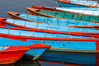 Boat moored on beach