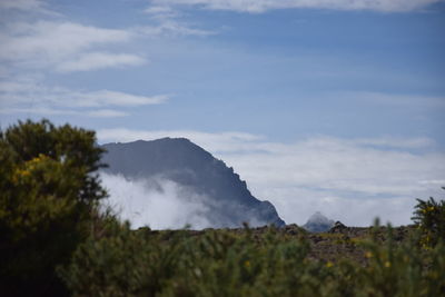 Scenic view of mountains against sky