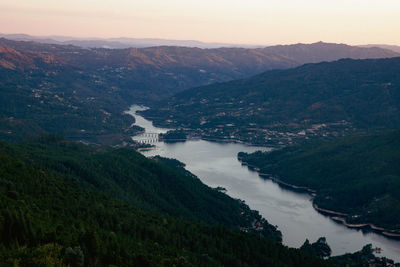 Scenic view of mountains against sky in portugal. 