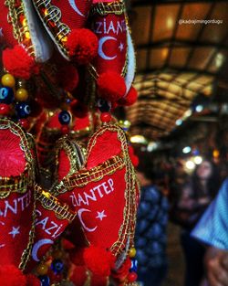 Close-up of christmas decorations in market