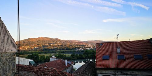 High angle view of townscape against sky