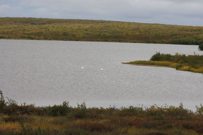 Scenic view of lake against sky