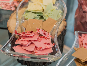 High angle view of ice cream in container