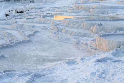 Panoramic view of travertine terraces