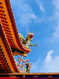 Low angle view of traditional building against blue sky