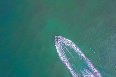 High angle view of boat on sea