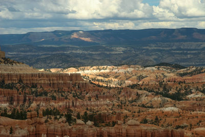 Aerial view of landscape against cloudy sky