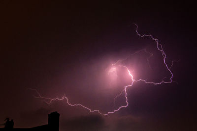 Low angle view of lightning in sky