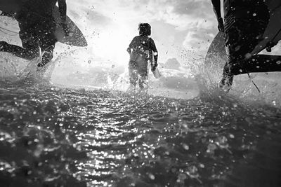 Man swimming in sea