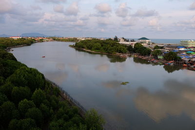 Scenic view of sea against cloudy sky