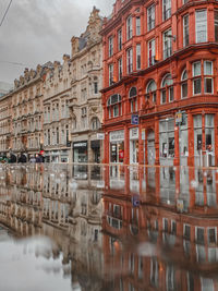 Reflection of buildings on water