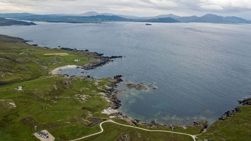 High angle view of sea against sky