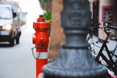 Close-up of fire hydrant on street