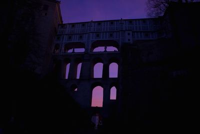 View of historic building at night