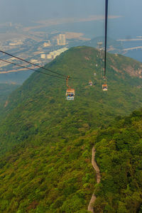 High angle view of overhead cable car