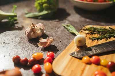 Close-up of food on table