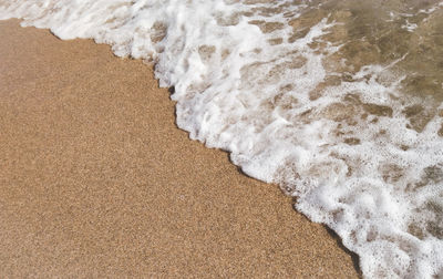 High angle view of surf on beach