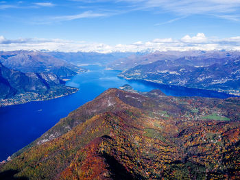 Aerial view of mountains against sky