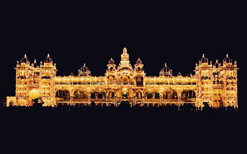 Illuminated building at night