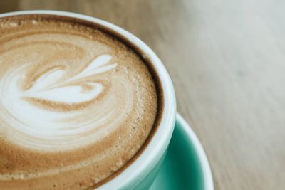 High angle view of coffee in cup