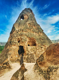 Low angle view of old ruins against sky