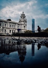 Reflection of building in water