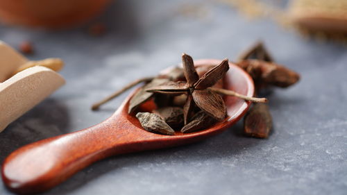 Star anise or illicium verum. in indonesia called bunga lawang or kembang lawang or pekak.