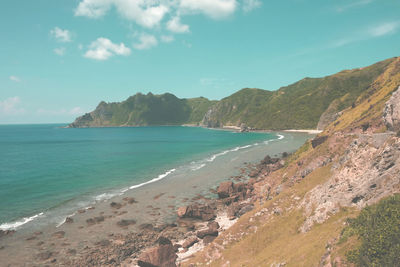 Scenic view of beach against sky