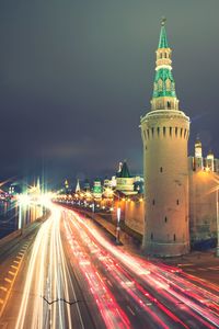 Light trails on city at night