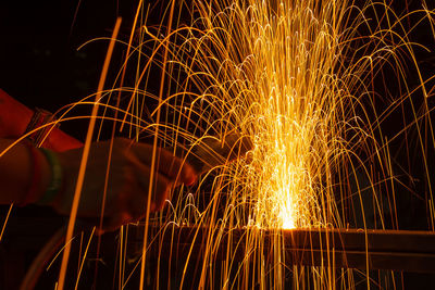 Firework display at night