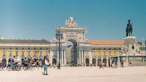 Group of people in front of building