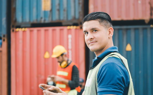 Portrait of young man outdoors