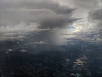 Aerial view of storm clouds over landscape