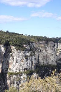 Scenic view of cliff against sky