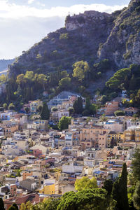 High angle view of townscape