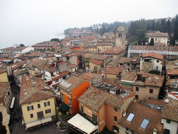 High angle view of townscape against sky