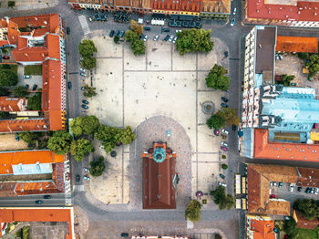 Aerial view of city square