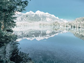 Scenic view of lake against clear sky