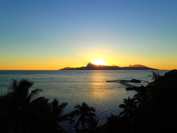 Scenic view of sea at sunset