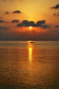 Scenic view of sea during sunset