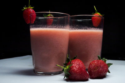 Close-up of strawberries on table