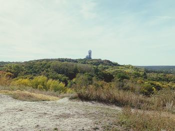 Scenic view of land against sky