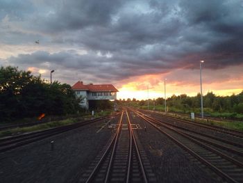 Railroad track at sunset