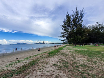 Scenic view of beach against sky