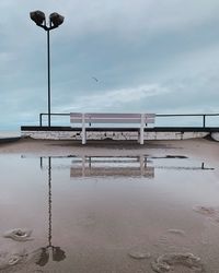 Scenic view of bridge over sea against sky