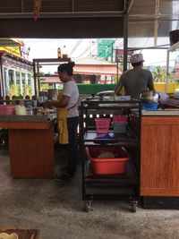 Rear view of people at restaurant