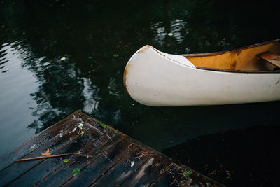 Boat moored in lake