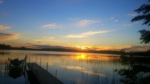 Scenic view of calm lake at sunset