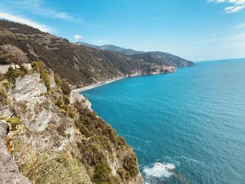 Scenic view of sea against sky at liguria