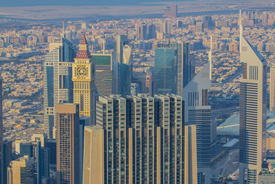 Aerial view of modern buildings in city